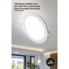 Yenilig 10 Adet CT-5148B LED Slim Panel Spot Armatür – 15W Beyaz (6400K) Sıva Altı Panel Ince Alüminyum Kasa Downlight Recessed