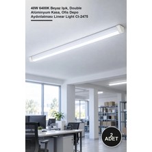 Yenilig 2 Adet CT-2475B Yatay LED Bant Armatür 120 cm – 40W 6400K Beyaz Işık, Double Alüminyum Kasa, Ofis Depo Aydınlatması Linear Light CT-2475