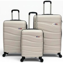 Away Dalgalı Model 3’lü Kabin Boy + Orta Boy + Büyük Boy Taş Valiz Seti