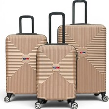 Away Quell Model 3’lü Kabin Boy + Orta Boy + Büyük Boy Gold Valiz Seti