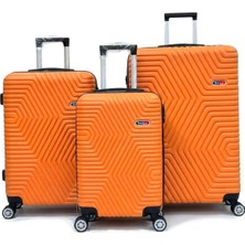 Away Dc Model 3’lü Kabin Boy + Orta Boy + Büyük Boy Turuncu Valiz Seti
