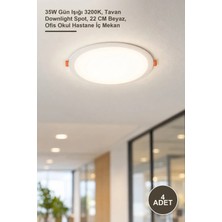 Yenilig 4 Adet CT-5663G Ayarlanabilir Yuvarlak LED Panel Armatür – 35W Gün Işığı 3200K, Tavan Downlight Spot, 22 cm Beyaz, Ofis Okul Hastane Iç Mekan