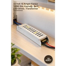Yenilig 10 Adet CT-2576 Slim LED Trafo – 12 Volt 10 Amper Fansız 120W Güç Kaynağı, Şerit LED Driver, Transformer