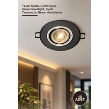 Yenilig 10 Adet CT-6646 Zambak Dekoratif Cam Spot – Tavan Spotu, GU10 Duylu Glass Downlight, Siyah Tasarım, Iç Mekan Aydınlatma