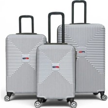 Away Quell Model 3’lü Kabin Boy + Orta Boy + Büyük Boy Gümüş Valiz Seti