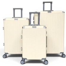 Away Alüminyum Krem 3’lü Set (Kabin + Orta + Büyük Boy) Valiz