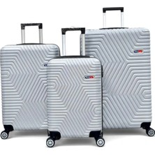 Away Dc Model 3’lü Kabin Boy + Orta Boy + Büyük Boy Gümüş Valiz Seti
