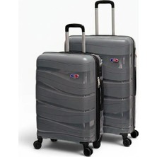 Away Dalgalı Model 2’li Orta Boy + Büyük Boy Antrasit Valiz Seti