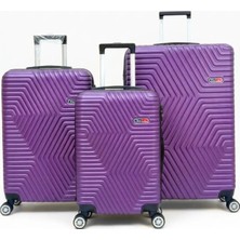 Away Dc Model 3’lü Kabin Boy + Orta Boy + Büyük Boy Mor Valiz Seti