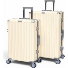 Away Alüminyum Krem 2’li Set (Orta + Büyük Boy) Valiz