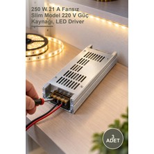 Yenilig 3 Adet CT-2577 Şerit LED Trafo – 250 W 21 A Fansız Slim Model 220 V Güç Kaynağı, LED Driver