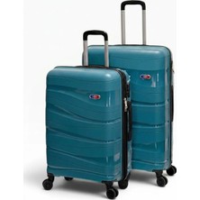 Away Dalgalı Model 2’li Orta Boy + Büyük Boy Petrol Valiz Seti