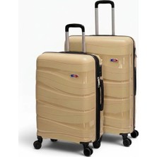 Away Dalgalı Model 2’li Orta Boy + Büyük Boy Gold Valiz Seti