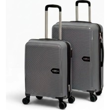 Away Çizgili Model 2’li Kabin Boy + Orta Boy Antrasit Valiz Seti