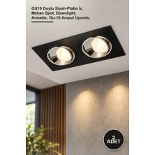 Yenilig 2 Adet CT-5054 Spot Armatür – GU10 Duylu Siyah-Platin Iç Mekan Spot, Downlight, Armatür, Gu-10 Ampul Uyumlu