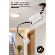 Yenilig 3 Adet CT-9188 Mini Sensör – 800 Watt 220 Volt Maks 6 Metre Algılama, Kompakt Iç Mekan Hareket Sensörü Motion Sensor