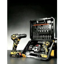 Mager 12V Metal Şanzıman Çift Akülü Bakır Sargı Şarjlı Darbeli  Matkap Akülü Vidalama
