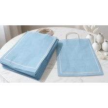 Aybaş Kağıtçılık 1. Kalite 25X12X31 cm (12 Adet) Mavi Renk Kağıt Çanta, Hediye Poşeti, Kına, Düğün, Doğum Günü Çantası