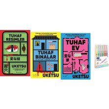 Domingo Yayınevi Tuhaf Resimler + Tuhaf Binalar + Tuhaf Ev 3 Kitap Set Kalem Seti Hd