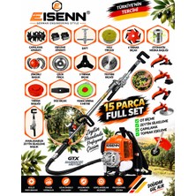 Eisenn AGRONEX-15X 15 Parça Full Set Sırt Tipi Zeytin Silkeme Hasat Toplama +Çapalama Gtx Seri Tırpan Motoru
