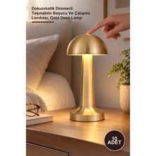 Yenilig 10 Adet CT-8429 Lizbon Şarjlı Masa Lambası – Dokunmatik Dimmerli Taşınabilir Başucu ve Çalışma Lambası, Gold Desk Lamp