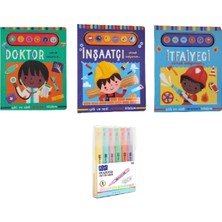 Uçan Fil Yayınları Doktor Olmak Istiyorum + Inşaatçı Olmak Istiyorum + Itfaiyeci Olmak Istiyorum Işıklı ve Sesli Pencereli Kitabım 3 Kitap Kalem Seti Hd