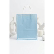 Aybaş Kağıtçılık 1. Kalite 25X12X31 cm (24 Adet) Mavi Renk Kağıt Çanta, Hediye Poşeti, Kına, Düğün, Doğum Günü Çantası