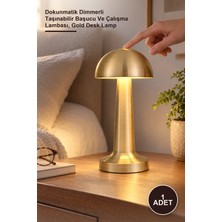 Yenilig 1 Adet CT-8429 Lizbon Şarjlı Masa Lambası – Dokunmatik Dimmerli Taşınabilir Başucu ve Çalışma Lambası, Gold Desk Lamp