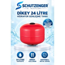SCHUTZENGER 24 Litre Dikey Küre Tank Hidrafor Su Pompa Tankı Kullanıma Hazır Havalı Genleşme Tankı