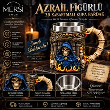Mersi Shop Azrail Figürlü 3D Kabartmalı Paslanmaz Çelik Kupa Bardak 12X9 cm Dekoratif Tasarım