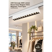 Yenilig 5 Adet CT-5811 Manyetik Ray Spot Armatür – 24W Günışığı 2000 Lümen Beyaz Kasa Mağaza Vitrin Magnetic Track Spot
