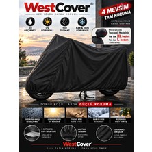 WestCover Kawasaki  KLX140R Arka Çanta Uyumlu  Siyah Motosiklet Brandası,su Geçirmez Kar Don Güneş Korumalı Uvli Motor Örtüsü Bağlantı Klipsli Taşıma Çantalı.