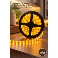 Yenilig 2 Adet CT-4485 Şerit LED – 10 Çip/metre Iç Mekan Amber Renk, 12V Smd Strip Light Dekoratif Aydınlatma