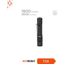 Acebeam T35 Kompakt Taktik Fener – 1900 Lümen, 380M Menzil, Usb-C Şarjlı