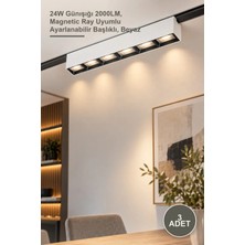 Yenilig 3 Adet CT-5815 Dante Magnetic Ray Spot Armatür – 24W Günışığı 2000LM, Magnetic Ray Uyumlu Ayarlanabilir Başlıklı, Beyaz