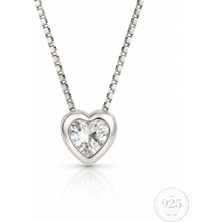 Servi 925 Ayar Gümüş Crystal Heart Tektaş Kalp Kolye
