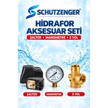 SCHUTZENGER Su Motoru Genleşme Tank Aparatı Şartel Gösterge Saati Manometre 5 Yol