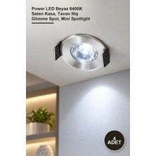 Yenilig 4 Adet CT-5270SB Yıldız Spot 1,5W CT-5270 – Power LED Beyaz 6400K Saten Kasa, Tavan Niş Gömme Spot, Mini Spotlight