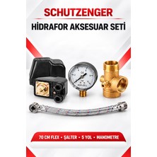 SCHUTZENGER Su Motoru Genleşme Tank Aparatı Şartel Gösterge Saati Manometre 5 Yol 70 cm Flex