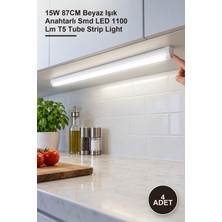 Yenilig 4 Adet CT-2468B T5 Ledli Bant Armatür – 15W 87CM Beyaz Işık Anahtarlı Smd LED 1100 Lm T5 Tube Strip Light