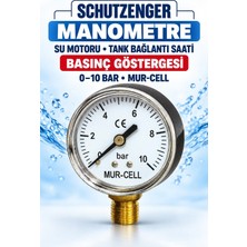 SCHUTZENGER Murcell Manometre Su Motoru Tank Bağlantı Saati Basınç Göstergesi 0-10 Bar