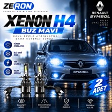 OtoÇizgi Renault Symbol  Xenon H4 Buz Mavi LED Far Ampulü 12V - 2 Adet Yüksek Aydınlatma Kolay Montaj