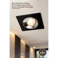 Yenilig 1 Adet CT-5053 Jaguar Kare Spot Kasa – Spot Armatür Iç Mekan Gu-10 Soket Siyah-Platin Square Spotlight Downlight