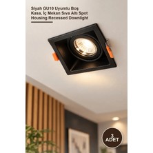 Yenilig 3 Adet CT-5004 Kare Spot Kasa – Siyah GU10 Uyumlu Boş Kasa, Iç Mekan Sıva Altı Spot Housing Recessed Downlight