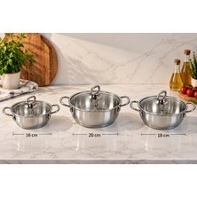 Pegasuss Fabel Çelik Perçinli Omlet Seti 3'lü 16CM 18CM 20CM (Sahan Set)