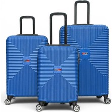 Away Quell Model 3’lü Kabin Boy + Orta Boy + Büyük Boy Çivit Mavisi Valiz Seti