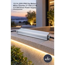 Yenilig 2 Adet CT-2592 Şerit LED Trafosu – 12,5 A 220V IP65 Dış Mekan 7 Metre Önerilen 21 cm 5,2 cm 2,5 cm Driver Power Supply