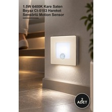 Yenilig 2 Adet CT-5183B Radar Sensörlü Koridor Lambası – 1.5W 6400K Kare Saten Beyaz CT-5183 Hareket Sensörlü Motion Sensor