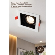 Yenilig 1 Adet Pars Kare Spot CT-5222 – Beyaz Siyah Kasa, GU10 Uyumlu Tavan Spot Downlight Iç Mekan Dekoratif Aydınlatma