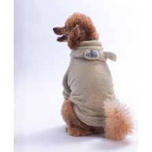 Pawstar Açık Bej Lucca Teddy Hoodie  Ayı Kulaklı Peluş Köpek Kıyafeti Kedi Kıyafeti Köpek Sweati